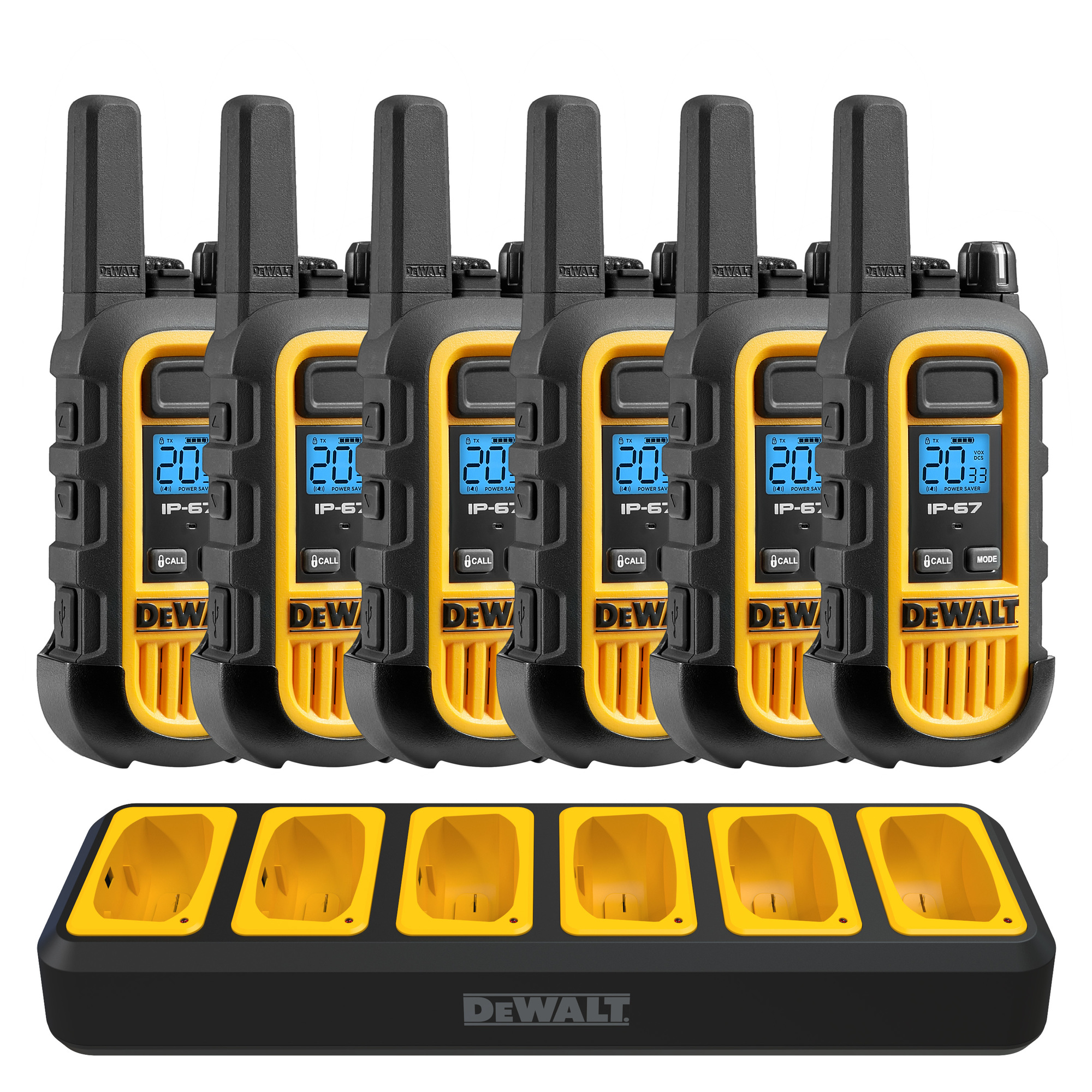DEWALT, 1W FRS Radio (6 Pack) with Gang C, Range 25 mile, Channel (qty.) 22, Model# DXFRS300-BCH6B